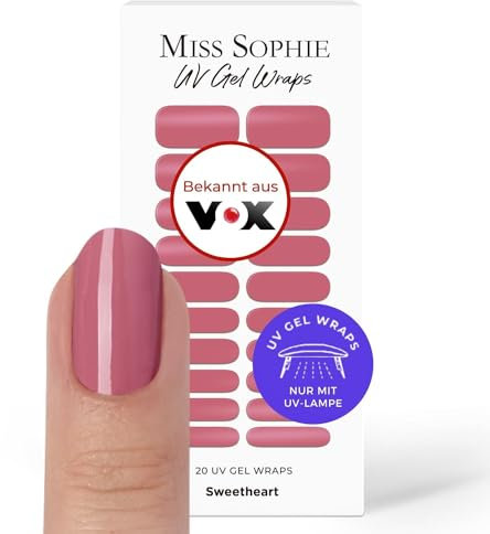 Original Miss Sophie UV Gel Nagelfolien Sweetheart UV I 20 UV Gel Nagellack-Streifen einfarbig I Für Finger- & Fußnägel