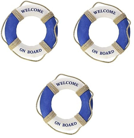Garneck 3 Stück Bürodekoration Außendekoration Retro-Heimdekoration Wohnaccessoires Dekor Nautischer Rettungsring Ornament Willkommen An Bord Rettungsring Rettungsboje