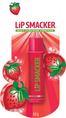 Lip Smacker Fresa Solo Blíster, Bálsamo Labial para Niños Seguro de Usar y Libre de Color para un Acabado Natural, Sabor a Fresa