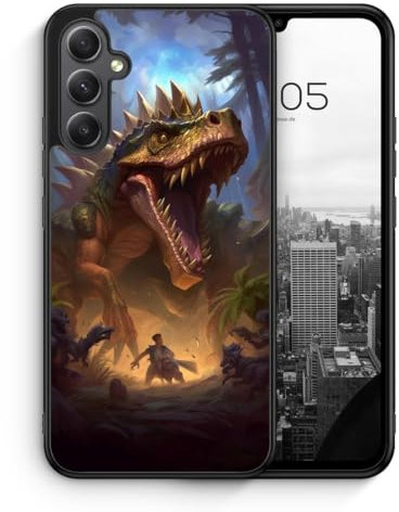 MUNIQASE Aggressive Dino - Silikon Hülle für Samsung Galaxy A34 5G - Coole Tier Dinosaurier Schutzhülle Handyhülle Case Cover