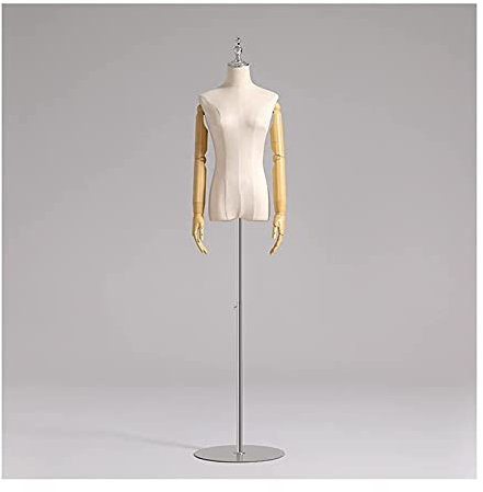 Kleidung Mannequin Torso Weiblicher Mannequin Torso Körper mit Stabiler Metallbasis höhenverstellbare Schneiderbüste Präsentationspuppe für Kleid Display Kleidung Design (Kunststoffarm S)