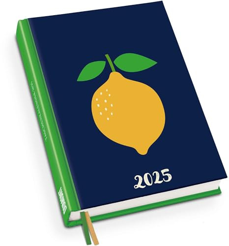 DUMONT - Zitrone 2025 Taschenkalender, 11,3x16,3cm, Terminplaner mit zwei Lesebändchen und vielen nützlichen Sonderseiten, deutsches Kalendarium