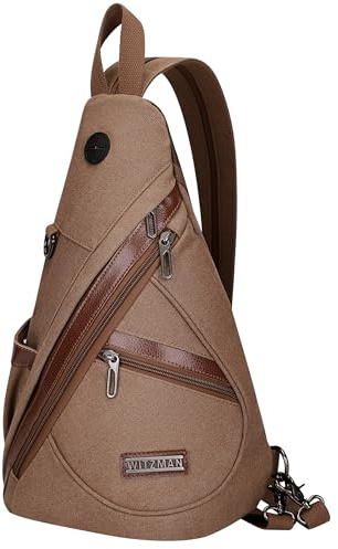 WITZMAN Umhängetasche für Herren Umwandelbar Schultertasche Rucksack | Passt für 9,7 Zoll iPad, verstellbare 19 Liter Brusttasche Sling Bag Crossbody für Reise und Freizeit, A8003 Braun