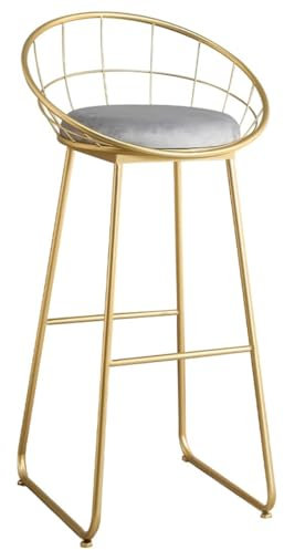 RUVOO Barhocker Barstuhl Esszimmer- Und Küchenbarstühle, Mit Samt Gepolsterte Barhocker Mit Fußstützen, Goldfarbene Metallbeine Barstühle Barsessel (Color : Gold, Size : Sitting Height 75cm)