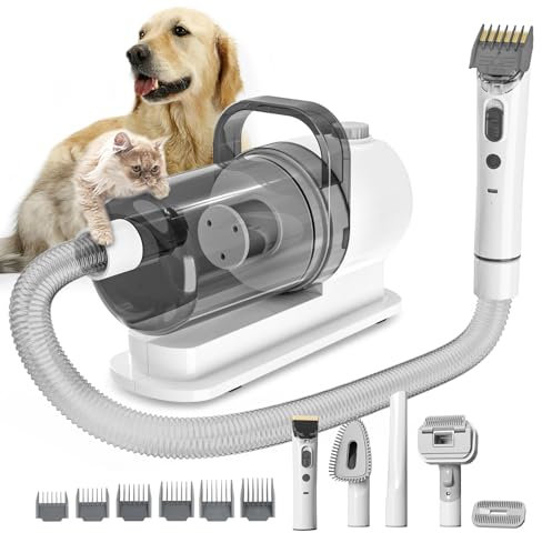 Tuanchuanrp Kit per la toelettatura del cane, aspirapolvere per la toelettatura degli animali domestici e tosatrici per cani, aspirapolvere 6 in 1 con 5 strumenti professionali per la toelettatura di
