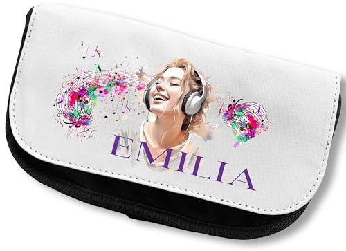 Zarto Federmäppchen Mädchen personalisiert - Mäppchen mit großem Innenfach - Praktisches Stifteetui für Schule - Federmappe Federtasche Etui - Pencil Case Aesthetic Schlamppermäppchen (Emilia)