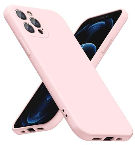 LoeoeL for iPhone 12 Pro Max Phone Case Silicone, Minimalist Ultra Thin Slim Soft Rubber Gel Solid Color Matte TPU Cute Case for Women Men, Girly Plain Aesthetic Design & Camera Cover, Light Pink