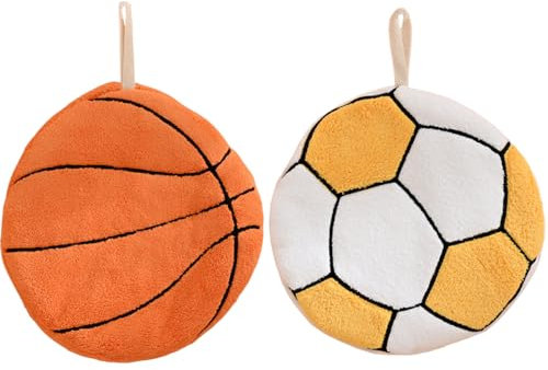 Eyands 2 toallas de mano de baloncesto y fútbol, toalla absorbente para colgar y secar a mano, bonito paño de cocina para cocina, baño, toalla de secado rápido para niños y adultos