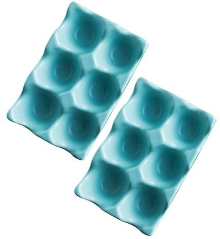 Homoyoyo 2pcs Egg Storage Ceramic Tableware Egg Holder Storage Food Boxes Lids Holder for Fridge Container