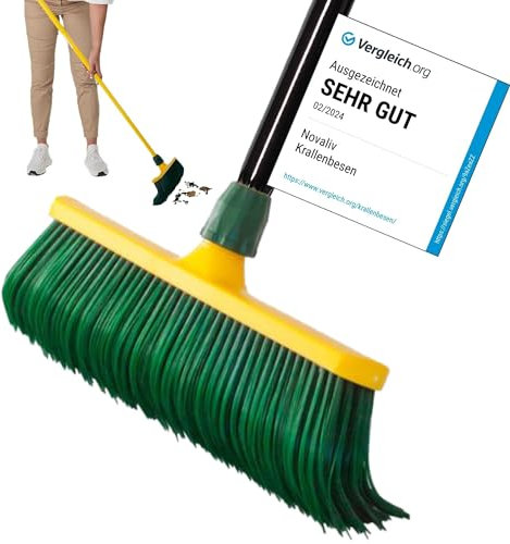 Novaliv Scopa con manico di alta qualità, 30 cm, spazzola speciale con setole curve, testa in plastica, ideale come scopa da giardino, scopa per prato artificiale, ideale per campeggio, scopa da