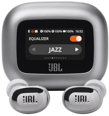 JBL Live Buds 3 - True Wireless Noise-Cancelling Bud-Type Earbuds, 40Hrs Total Playback, Wireless Charging, 6 Mics for Perfect Calls, Multi-Point Connection, IP55 Waterproof and dustproof (Silver)