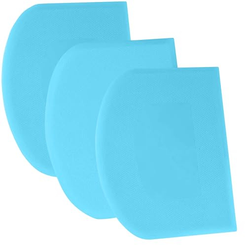 SURDOCA Dough Scraper Bench Scraper - 3P 7.1x4.9 Plastic Flexible Bowl Scraper, Sharp Edge & Angles Cake Scraper. Non-Slip Bakeware Decorating Tools Sculpting & Modeling Tools - Pure Blue