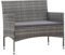 Homgoday Gartenbank 105 cm aus Polyrattan grau, Bank für Balkon, strapazierfähig, Gartenbank,