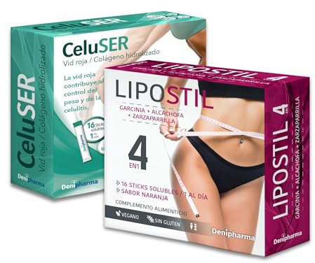 Pack Dúo Lipostil + Celuser | 32 sticks | Indicado para Abdomen, Caderas. Piernas, Espalda y Brazos - 4 en 1 - Resultados en 16 días - 1 sobre al día