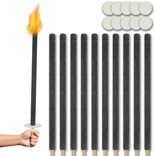 Froadp Antorchas de cera de 72 cm, larga duración de combustión, 100 min, bengalas con mango extralargo y protección de las manos, juego de antorchas y linternas para jardín, exteriores, senderismo