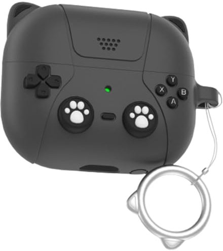 New 3D Cute Cat Silicone Case for Samsung Galaxy Buds 3/3 pro, for Samsung Galaxy Buds 3 Soft Case Earphone Protective TPU Cover,3D Cartoon Anime Design Shockproof,Gift for Women Girl (dark gray)