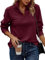 Felpa Donna Senza Cappuccio Felpe con 1/4 Cerniera Bordeaux Abbigliamento Autunnali 2024 Leggera Giacca a Maniche Lunghe