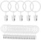 25 Pcs White Hanging Rings with Clips - Drapery Rings for Curtain Rods & Shower Hangers