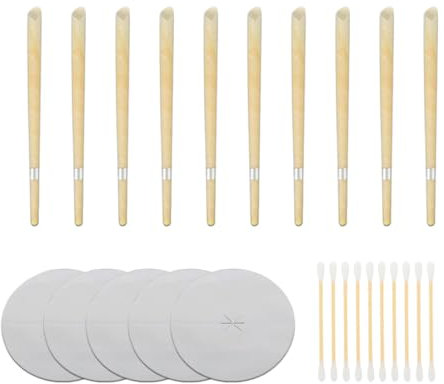 WeddHuis 10 Unidades Limpiador de oídos, Conos Cera oídos, Velas oidos, Limpieza de oídos, Quitar Tapones oidos, con 5 Discos Protectores, para Relajarse