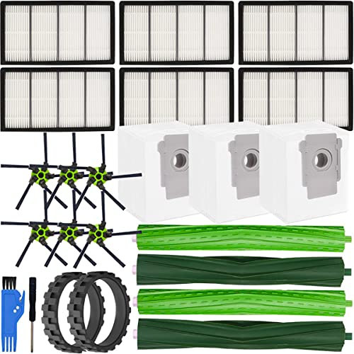 EATBALE Piezas de repuesto para iRobot Roomba S9 (9150), S9+ (9550) S serie aspiradora, accesorios (2 juegos de cepillos de goma, 6 filtros, 6 cepillos laterales, 3 bolsas para el polvo, 2 neumáticos)