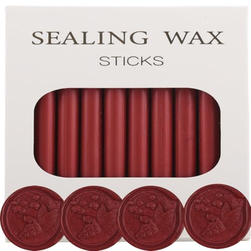 Weinrot 26 Stück Klebepistole Siegelwachs Sticks 10cm x 7mm Rauchfrei Heißsiegel Wachs Sticks Runde Retro Siegellack Stick für Umschläge Karten Hochzeit Grußkarten Einladungen (Jujube rot)