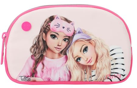 Depesche 13157 TOPModel - Kosmetiktasche Beauty and Me, in Rosa und Pink, mit Model Motiv und Aufschrift im Metallic look, Waschtasche mit Reißverschluss