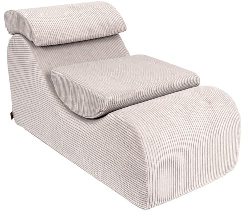 MEOWBABY Kindersessel - Bequemer Kinder-Sessel, Kindercouch, Sitzsessel für Kinderzimmer, Kindersessel ab 1 Jahr, Baby Sessel, Cord, Ecru