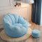 PacuM Bean Bag Chair Cover im Freien, (No Filler) Ultra Soft Teddy Fabric Lazy Sitzsack Stuhlbezug,Abnehmbarer Stuffed Animal Storage Sofa Chair Cover 85 x 65 x 65cm,Blau