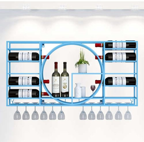 Rustikales Weinregal zur Wandmontage, mit hängendem Glashalter und Likörregal, Mini-Barschrank für Flaschen und Gläser, Eckregale für Kaffeebar
