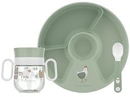 Mepal - Babygeschirr Set Mio Little Dutch - Inklusive auslaufsicherem Trinklernbecher, Kinderteller mit Unterteilung & Lernlöffel - Spülmaschinengeeignet & BPA frei - 3-teilig Set - Little Farm