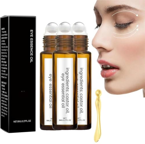 Eclipseecho Castor Oil and Frankincense Eye Roller,Rollerball Castor Oil and Frankincense,Castor Oil Eye Roller,Eye Strain Relief,Firming Eye Cream,Instantly Erase Lines,Bags,Puffiness (3 Pcs)