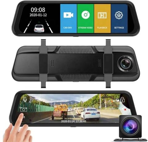 iuscacey Car DVR Mirror Dash Cam Dual Lens Wifi FHD1080P 2.5D 10Inch IPS Touch Screen Stream Rearview Driving Recorder Dashcam Car Mirror