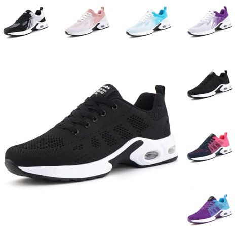 Hitmars Laufschuhe Damen Sportschuhe Turnschuhe Frauen Luftpolster Leicht Straßenlaufschuhe Stoßdämpfend Sneaker Atmungsaktiv rutschfest Fitness Running Outdoor UDI1-Schwarz EU41