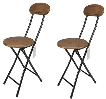 Silla Plegable, Taburete bajo Plegable, Silla Apta para Interior y Exterior, Alto. 74 cm x Diámetro. Ø30 cm. (2, Nogal)