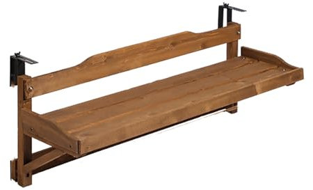 FORRTY Balkontisch Zum Aufhängen, Balkon Klapptisch Zum Einhängen, Massivholzplatte, Hohe Tragkraft, Klappbar, Geeignet Als Esstisch, Stehtisch, Freizeittisch,klappbarer Balkonhängetisch(60cm(23.6in))