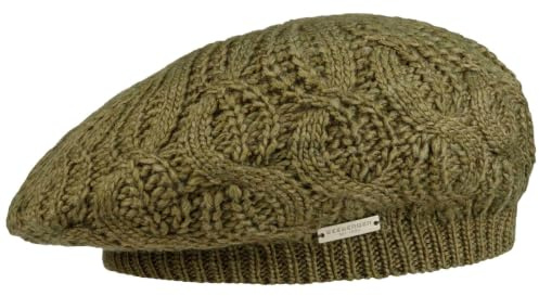 Seeberger Uni Strickbaske Winterbaske Damenbaske Baskenmütze Damen - mit Futter Herbst-Winter Winter