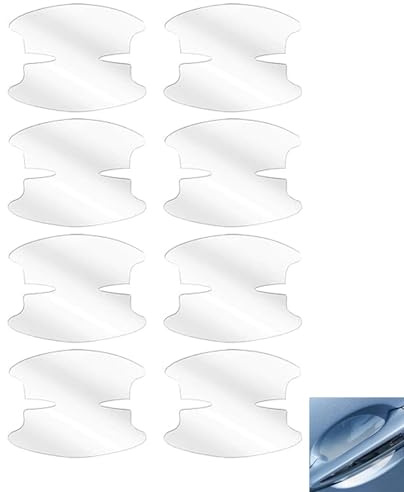 Set di 8 pellicole di protezione per maniglia da incasso, porta auto, pellicola anti-graffio autoadesiva, con maniglia automatica, trasparente adesiva, ad alta lucentezza, in PVC, facile da applicare