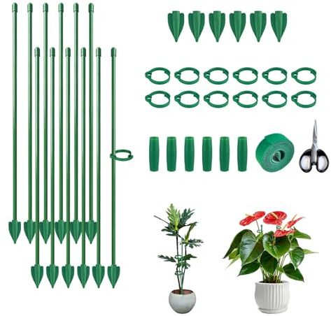 Xinjiayi Pflanzenstütze 38 Stück Pflanzen Rankhilfe Pflanzen Stütze Zimmer | Mit Clips Einstellbar Pflanzenstab Orchideen Stäbe Für Monstera Rosen Und Blumen Tomaten Rankhilfe