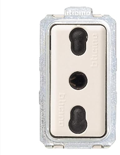 BTicino Presa Bipasso 10/16A Bivalente Serie Magic 5180 Bianco Lucido, Tecnopolimero, Doppio Standard Italiano 230V AC (Chiaro, Pezzi 1)