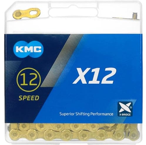 KMC Unisex – Erwachsene Ti-N Gold X12 12-Fach Kette 1/2 x11/128, 126 Glieder