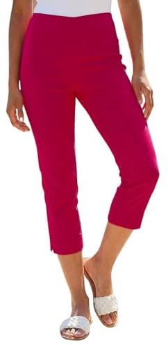 Roman Cropped Trousers for Women UK Ladies Capri Leggings Summer Pants Short Crop Stretch 3/4 Length Three Quarter Pedal Pusher Clothes Elasticated Bengaline Cut Off