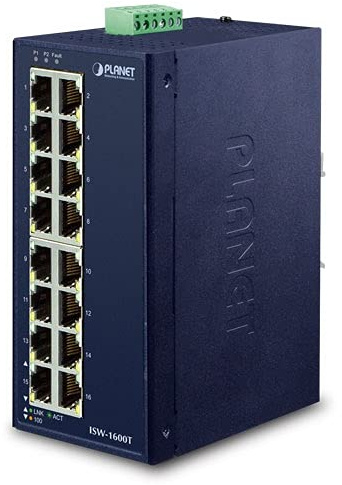 Planet ISW-1600T Network Switch Fast Ethernet (10/100) Blue - Network Switches (Fast Ethernet (10/100), Wall Mounted)