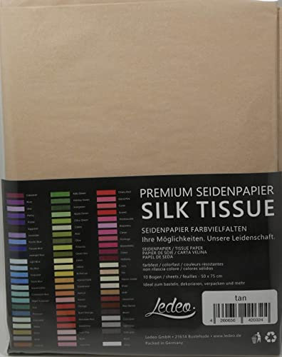 Premium Seidenpapier farbig Silk Tissue - 10 Blatt (50 x 75 cm) - Farbe auswählbar (tan)