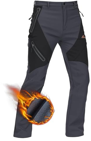 Tacvasen, wasserabweisende Herren-Softshellhose, atmungsaktiv, warm, Fleecestoff, Winter, gefütterte Hose 50 Dunkelgrau 01