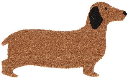 HOMESCAPES Dachshund Dog Shape Coir Door Mat 45 x 75 cm with Rubber Non-Slip Back Indoor and Outdoor Doormat