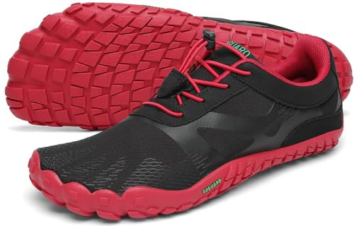 SAGUARO Chaussures de Trail Running Homme Femme Chaussures Minimalistes Chaussures de Sport Fitness Randonnée Escalade Marche Barefoot Shoes Chaussures Aquatiques, Rouge Pomme, 47 EU