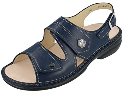 Finn Comfort Milos Atlantic (Blau) - Sandale mit Loser Einlage - Damenschuhe Sandale bequem/lose Einlage, Blau, Leder (nube) Komfort Sandalen für Damen