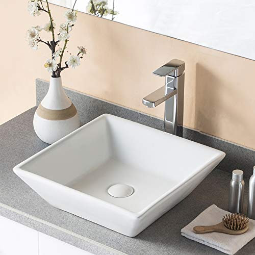 Lavabo Baño DeerValley DV-1V022 - Lavabo y WC Cuadrado en Cerámica Blanca,400 x 400 mm