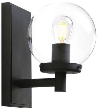 Yosoan Industrial Glass Wall Sconce Lighting, Globe Up/Down Wall Light Fitting for Kitchen,Bedroom,Dining Room,Restaurant, Living Room (Black)
