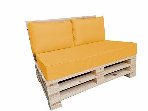 chilly pilley Palettenkissen Wasserdicht Keder Naht Palettenauflage Wasserfest Gartenkissen Wasserabweisend Palettenpolster Abnehmbar mit Reißverschluss Sofaskissen (3er Set, Gelb)